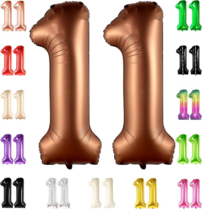 KatchOn Coffee Brown Number 11 Balloon 40 Inch, 11th Birthday Balloon Decor | by KatchOn