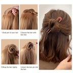 6Pcs Metal French Hair Pins for Women U Shape Sticks 3.9 Inch Vintage Fork for Hairstyle Accessories(Pink/Orange Red/Red)