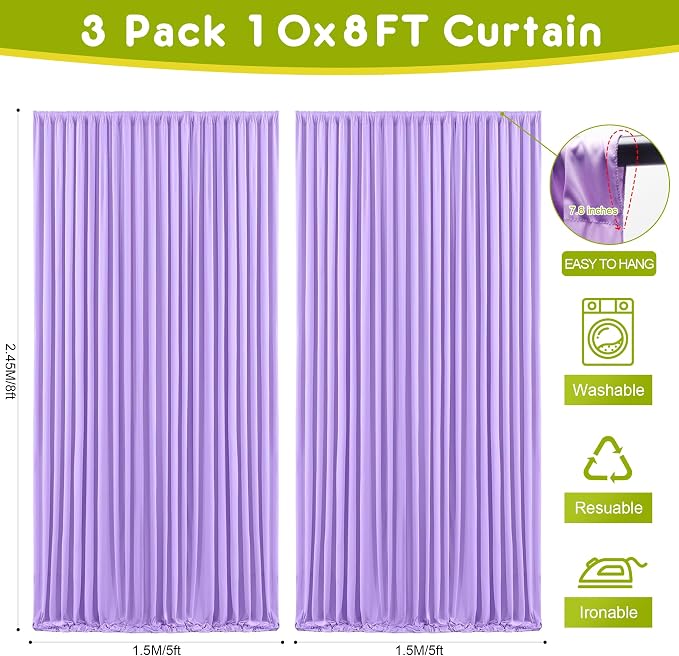 Lavender Purple Backdrop Curtain Drapes - Image 2