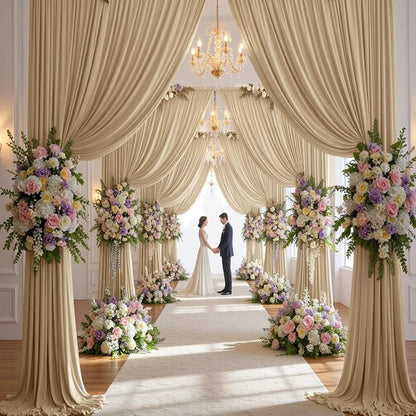30ft×14ft Long Champagne Backdrop Curtain - Image 6