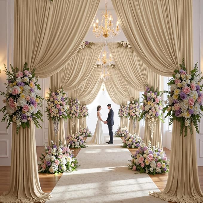10ft×14ft Long Champagne Backdrop Curtain - Image 6