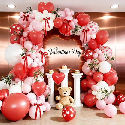 60 Pcs Pink and Red Balloons, 12 Inch Red Heart Printed Latex Balloon, Pastel - Image 4