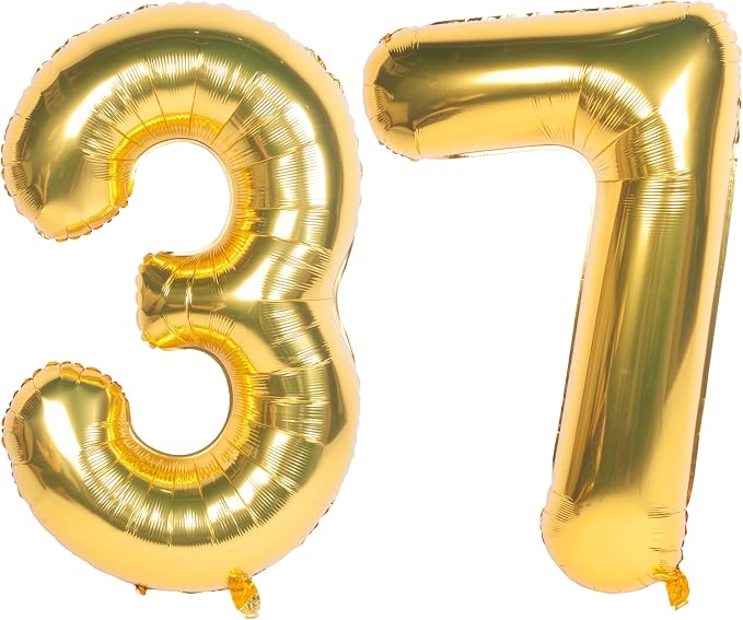 40 Inch gold Number Balloons 37 Helium Foil Mylar Balloon | Birthday Party by Exquisitehighqualitypartydecorationstomeetyoureveryneed%EF%BC%81