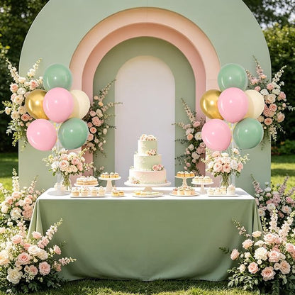 4 Sets Sage Green Pink Gold Balloons Stand - Image 4