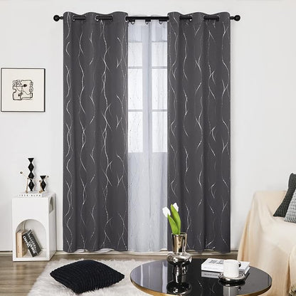 Deconovo Living Room Curtains 84 Inches Long, Thermal Insulated, Room Darkening - Image 2