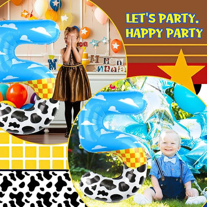 40 Inch Number 5 Balloon Blue Clouds Cartoon Story Balloons Toy Inspired Party - Image 7