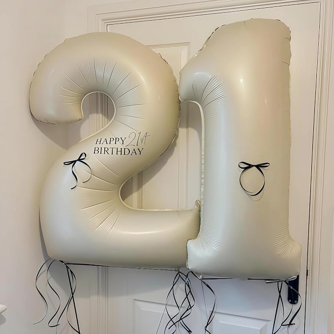 Cream 18 Balloon Number 40 Inch Cream Number 18 Balloon Helium Mylar Balloons - Image 5