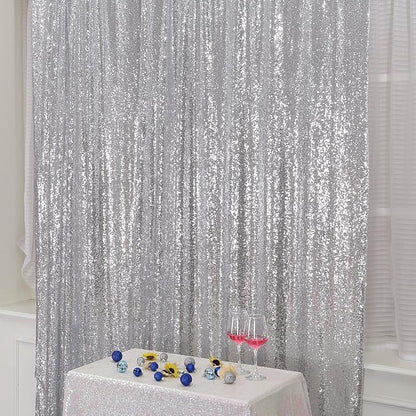 Poise3EHome Silver Sequin Backdrop, 7FT x 7FT Sequin Photography Backdrop - Image 2
