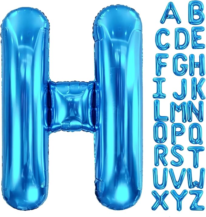 Letter H Balloon 40 Inch Blue, Giant Alphabet Foil Balloon, Big Mylar Party by Aeniaza