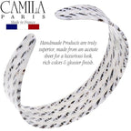 Camila Paris CP3462 French Headband for Women, Handmade White and Gray, Strong Hold Grip Women's Hair Band, Ligth and Very Flexible, No Slip and Durable Styling Girls Hair Accessories, Made in France