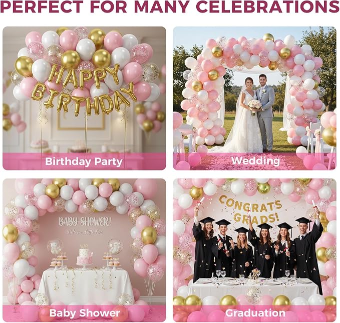 LovesTown 60PCS Balloon Garland Kit, 12inch Arch Kit Confetti Balloons Metallic - Image 5