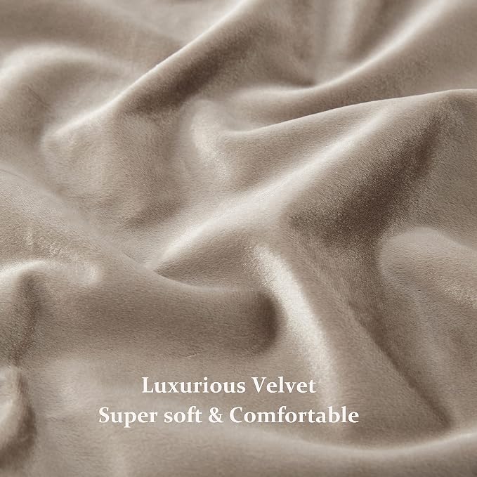 BULBUL Taupe Velvet Blackout Curtains 63 inches - Image 5