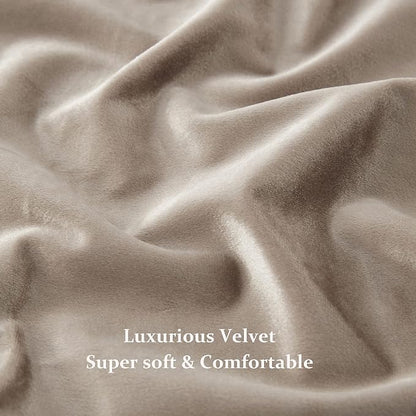 BULBUL Taupe Velvet Blackout Curtains 63 inches - Image 5