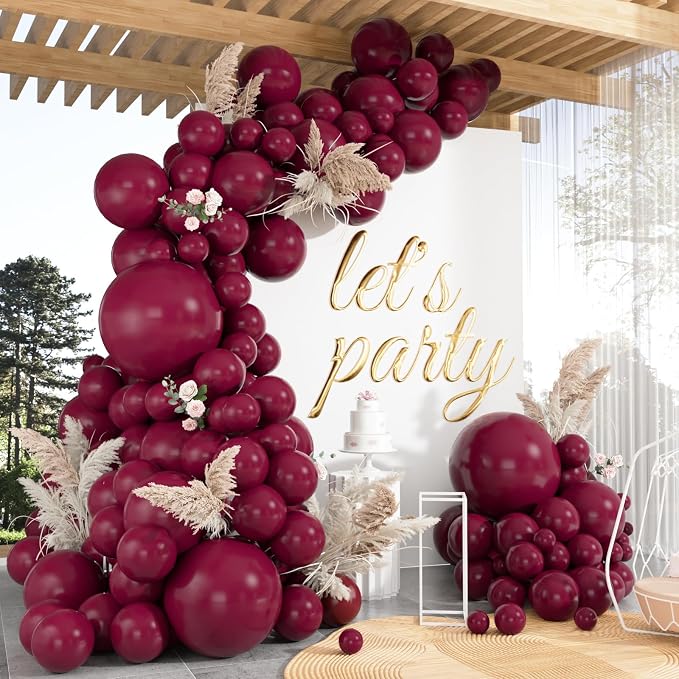 102pcs Burgundy Balloons Garland Arch Kit, 18 12 10 5 Inch Balloons | Balloons by ZizasAry
