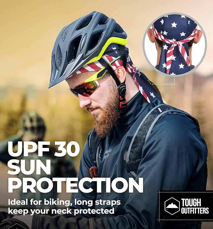 Cooling Helmet Liners - Do Rag Skull Caps for Men - Cooling Head Wraps, Hard Hat Liner - Motorcycle Pirate Bandana