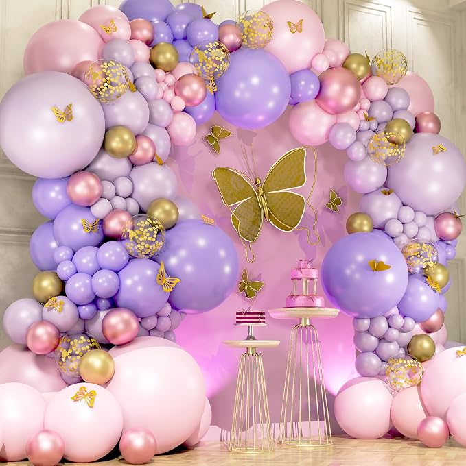 ALL-IN-1 Pink and Purple Balloon Arch Kit & Garland - Image 5