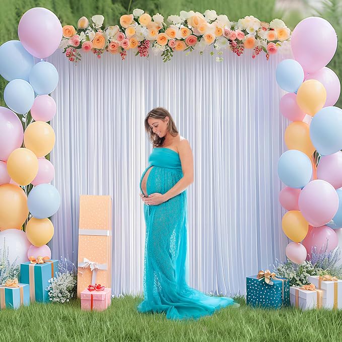 Asee'm White Backdrop Curtains Drapes - Image 4