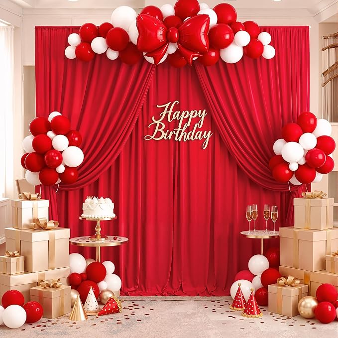 30ftx10ft Wrinkle Free Red Backdrop Curtains - Image 7