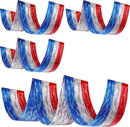 4 Pcs 4th of July Decorations 15ft Patriotic Metallic Foil Ceiling Fringe by Breling