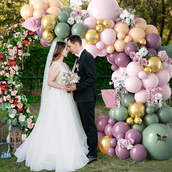 Dusty Green Purple Pink Balloon Arch Kit, Pastel Balloons Garland Party - Image 6
