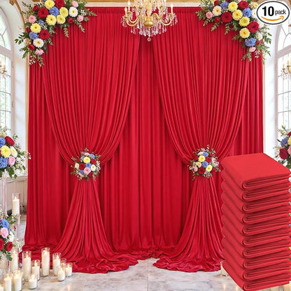 50×14ft Wrinkle Free Red Backdrop Curtain by ENJOYYOURPARTY