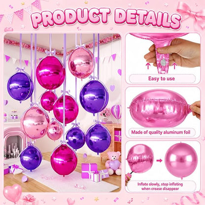 Purple Pink Round Foil Balloons - Image 8
