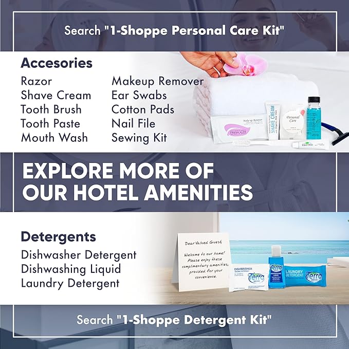 Infuse Pure White Tea and Coconut Hotel Soaps and Toiletries Bulk Set | 1-Shoppe All-In-Kit for Airbnb | 1oz Shampoo & Conditioner, Body Wash, Lotion & 1.25oz Bar Soap | Travel Size 150 Pieces