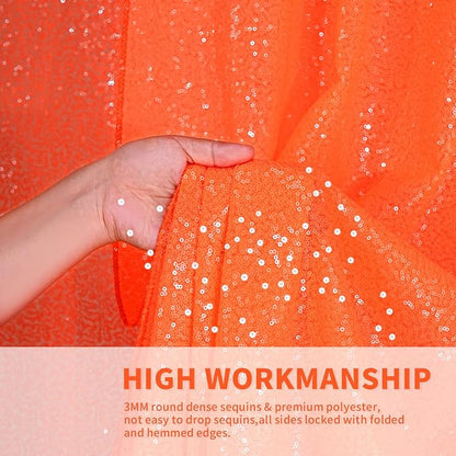 Orange Sequin Backdrop Curtains, 2 Panels 2FTx8FT Orange Curtain Backdrop - Image 4