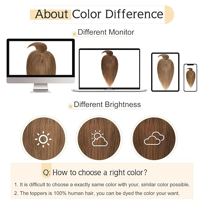 SEGO Hair Toppers for Women Real Human Hair With Bangs, 7 * 13CM Silk Base 100% Remy Human Hair Clip in Top Wiglet Hairpieces Add Volume -18 Inch Light Brown