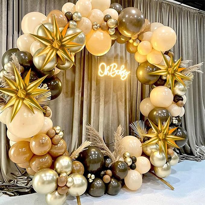 Star Foil Balloons 12 Point Cone Explosion Star Foil Balloons | 60 Pcs Gold - Image 5