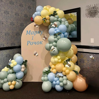 Blue and Green Balloons Sage Green Dusty Blue Yellow White Sand Balloons | - Image 6