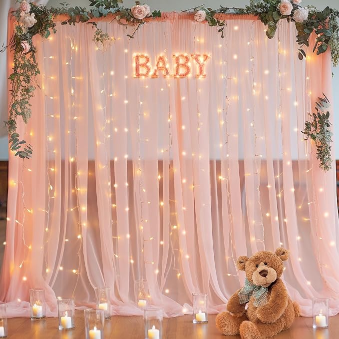 10x10ft Peach Tulle Backdrop Curtain - Image 7