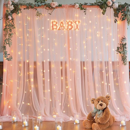 10x10ft Peach Tulle Backdrop Curtain - Image 7