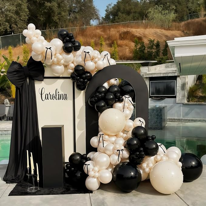Black White Gold Balloon Garland Kit - Image 9