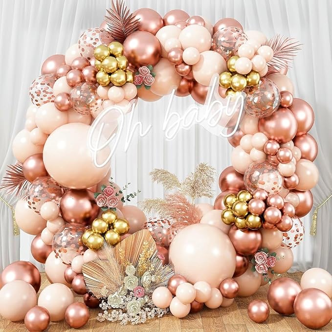 Blush Rose Gold Balloon Garland Arch Kit, 119 Pieces Peach Pink Gold Pastel by Togvu