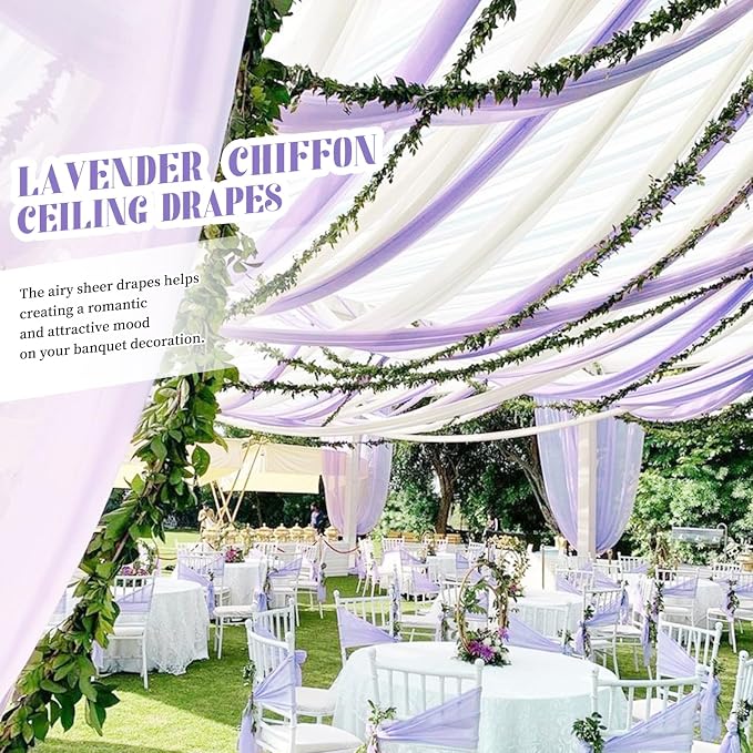 Purple Ceiling Drapes for Wedding 5ftx10ft Arch Draping Fabric Sheer Curtains - Image 5