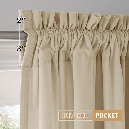 Beauoop Beige Velvet Curtains for Bedroom Living Room 52x108 2 Panels | Soft - Image 8