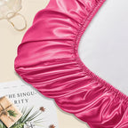 Manyshofu Satin Pillowcases for Hair Protection - 2Pcs Hot Pink Pillow Cases, Elastic Band Standard & Queen Satin Pillowcases Luxury Silky Pillow Cases Travel Pillow Covers