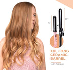 Le Angelique 1.25 Inch Curling Iron with Clip - Professional 8" Extra Large Barrel for Big Long Hair | 1 1/4" 32mm Wide Thick Ceramic Curler Wand | Adjustable Temperature | Dual Voltage