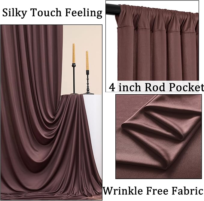 20ft x 10ft Wrinkle Free Brown Backdrop Curtains - Image 2