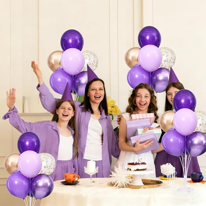4 Sets Purple Champagne Gold Balloons Stand - Image 4