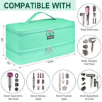 Travel Carrying Case Compatible with Shark Flexstyle/FlexFusion/Hair Dryer,Double-Layer Hair Hot Tools Storage Bag Fits for Dyson Airwrap Styler/Supersonic Hair Dryer and Attachments,Mint Green