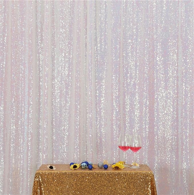 Eternal Beauty White Iridescent 3mm Sequin Backdrop 5x7 Ft - Image 3