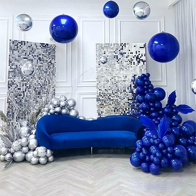 130pcs 8 12 10 5 Inch Royal Blue and Silver Latex Balloons Garland Arch Kit | - Image 6