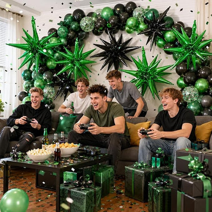 HILAVO 6PCS Black Green Star Balloons, 22Inch Huge Explosion Star Balloons - Image 8