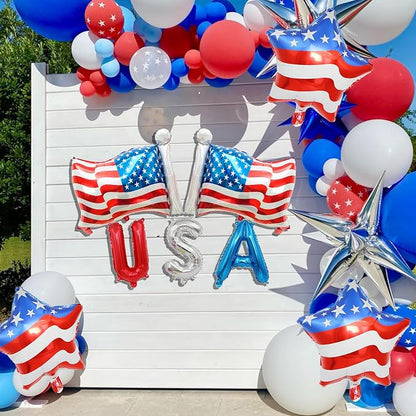 8 Pcs 4th of July Balloons American Flag Star Balloons USA Balloon Red White - Image 4