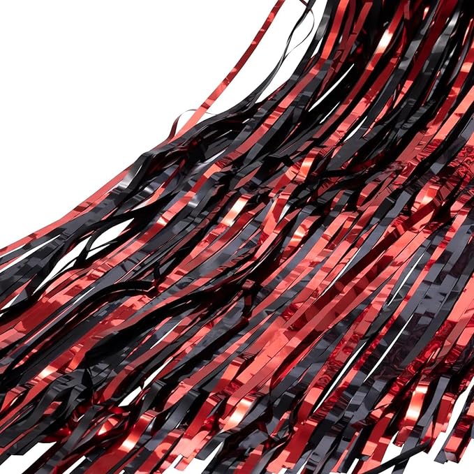 BRAVESHINE Party Streamers Fringe Backdrop | Red and Black Foil Curtain | 2 - Image 9