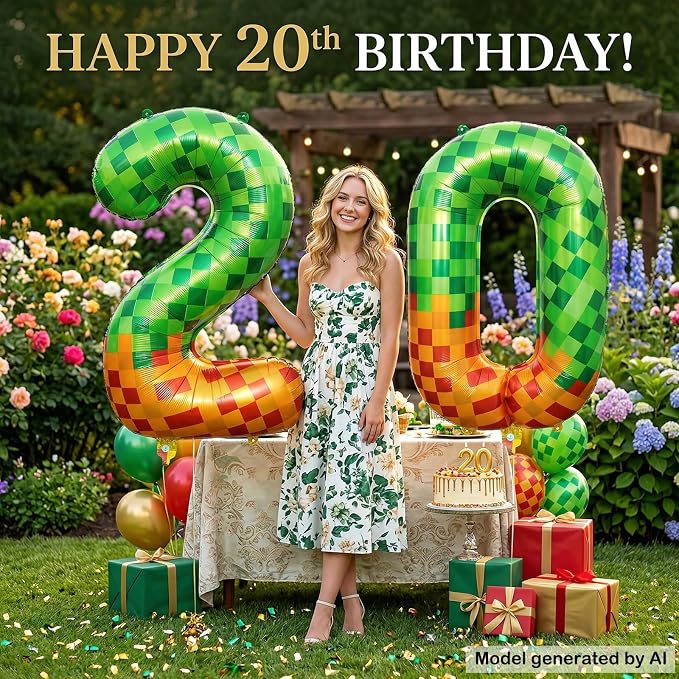 40 Inch Pixel Foil Number 20 Balloon - Image 6