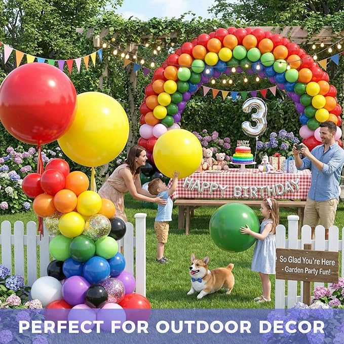 KOOGEL 36 Inch Assorted Rainbow Large Latex Balloons, Shower Wedding Carnival - Image 3