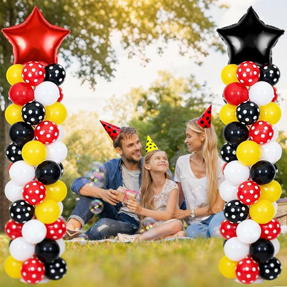 2 Set Adjustable Mouse Theme Birthday Balloon Column Stand Kit Polka Dot Red - Image 8